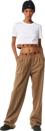 MCM Monogram Pants in Wool Twill in Light Brown at Nordstrom, Size 42 Eu