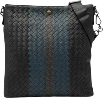 Bottega Veneta Pre-owned Woven Crossbody Bag - Dames - Vintage Schoudertas - Zwart - ONE Size - Leer - Vintage