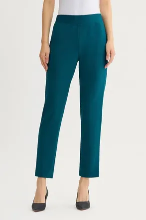 Ming Wang Stretch Deco Crepe Straight Leg Pants in Deep Teal at Nordstrom, Size X-Large