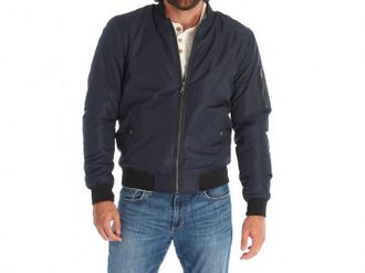 PX Los Angeles Lewis Sherpa Lined Bomber Jacket In Navy