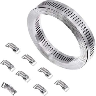 OEM Brida Ajustable De Acero Inoxidable, 3 M De Largo, Con Mecanismo De Tornillo Sin Fin Y 8 Fijaciones - Crezuo