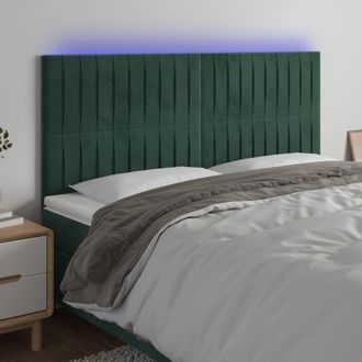 vidaXL Cabecero Con Luces Led Terciopelo Verde Oscuro 200x5x118/128 Cm Vidaxl