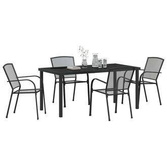 Berkfield Home Modern 5 Piece Garden Dining Set Anthracite Steel in Dark Grey