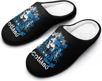 Generic Scotland Scottish Lion Cotton Slippers for Women Memory Foam Comfy House Shoes with Anti-Skid Rubber Sole