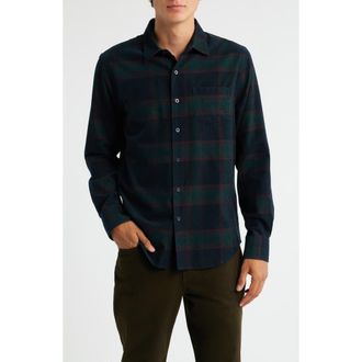Vince Holme Plaid Cotton Corduroy Button-Up Shirt in Coastal Combo at Nordstrom Rack, Size Xx-Large