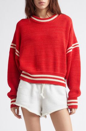 Golden Goose Journey Boxy Crewneck Sweater in Tomato Red at Nordstrom, Size X-Large