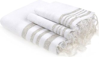 Febronie Futa set de ba&ntilde;o (1+2) algod&oacute;n blanco / plateado 100x200+2(40x60)