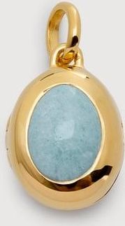 Monica Vinader Gold March Birthstone Locket Aquamarine