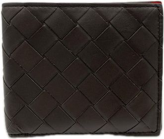 Bottega Veneta Intrecciato Brown Red Color Leather Wallet (Bi-Fold) (Pre-Owned)