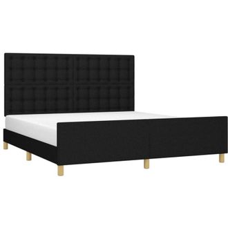 vidaXL Cama Sin Colch&oacute;n Tela Negro 160x200 Cm Vidaxl