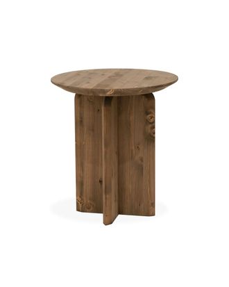 Deco Wood Mesa auxiliar de madera maciza en tono envejecido de 50x45cm