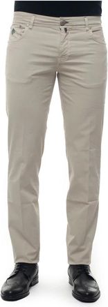 LUIGI BORRELLI NAPOLI Heren, Broeken, Beige, Maat: 2XS Katoen