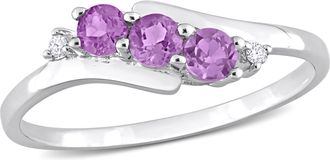 Mimi & Max Diamond and Amethyst 3-Stone Ring in 10k White Gold