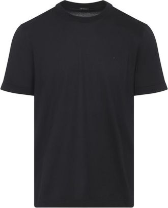 Kiton Black Round Neck Logo T-Shirt