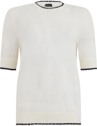 Pinko T-shirt met ronde hals - Dames - Ronde hals truien - Wit - S - Wol - Truien & Vesten