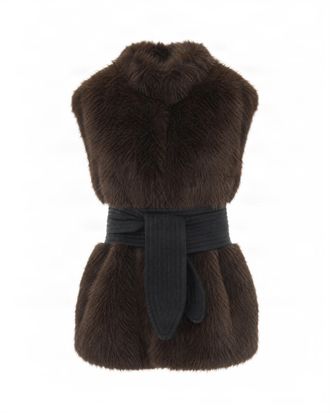 Liu Jo Dark Brown High Collar Faux Fur Vest