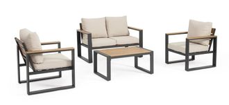 BIZZOTTO Sala de estar de aluminio antracita/beige y polywood