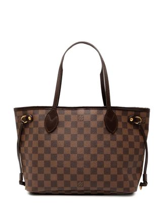 Louis Vuitton 2012 Damier Ebene Neverfull PM tote bag - women - Fabric/Calf Leather/Leather - One Size - Brown