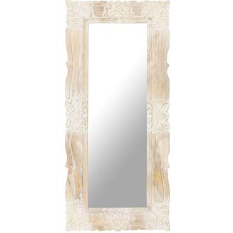 vidaXL Espejo De Madera Maciza De Mango Blanco 110x50 Cm Vidaxl