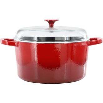 Crock Pot 7 Quart Enameled Cast Iron Dutch Oven with Borosilcate Lid in Red at Nordstrom