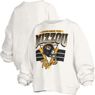Pressbox Womens Pressbox White Missouri Tigers Oversized Janice Retro Waist-Length Pullover Sweatshirt at Nordstrom, Size Xx-Large