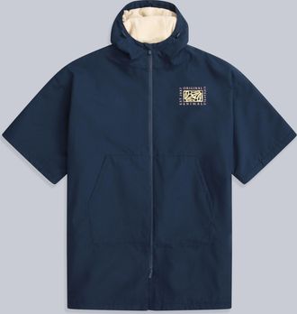 Mountain Warehouse Misty Womens Fleece Lined Parka Waterproof Quick Dry Zip Up Hood Surf Poncho Blue - Size Medium