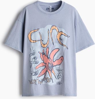 H&M Oversized T-Shirt mit Printmotiv - Blue