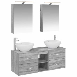 vidaXL Juego De Muebles De Ba&ntilde;o 5 Pcs Sonoma Gris Vidaxl