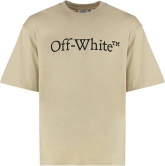 Off-white Katoenen T-shirt met ronde hals - Heren - T-shirts - Beige - XS - Katoen - Tops