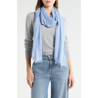 Nordstrom Striped Silk & Cashmere Scarf in Blue Cashmere at Nordstrom
