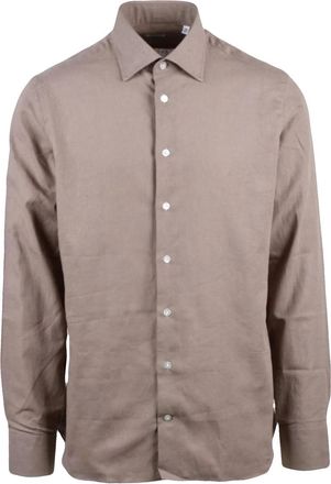 Borriello Taupe Cotton Linen Men Shirt