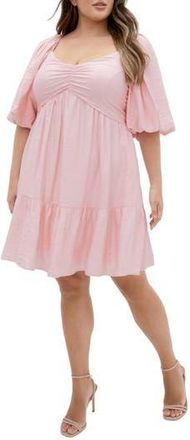 City Chic Mindy Puff Sleeve Dress in Pout at Nordstrom Rack, Size Xxl/24W