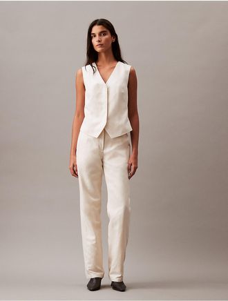 Calvin Klein Womens Linen Blend Pants - White - 25
