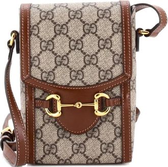 Gucci Horsebit 1955 GG Coated Canvas with Leather Mini crossbody bag - women - Fabric - One Size - Brown