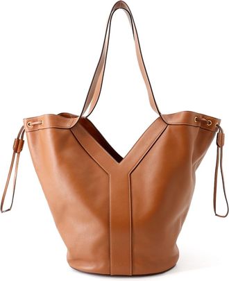 Saint Laurent Brown Leather Handbag Tote Bag (Pre-Owned)