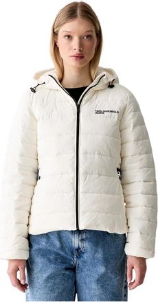 Karl Lagerfeld Korte Gewatteerde Jas - Dames - Winterjassen - Wit - XS - Leer - Jassen