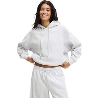 Cotton On Womens Active Plush Premium Raglan Hoodie in Cloudy Grey Marle at Nordstrom, Size X-Large