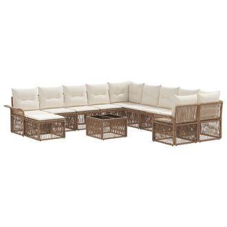 vidaXL Conjunto De Sof&aacute;s De Jard&iacute;n 12 Pcs Beige Y Blanco Crema Vidaxl