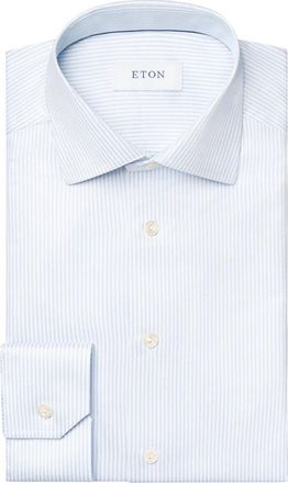 Eton Gestreept katoenen overhemd Contemporary Fit - Heren - Zakelijke Overhemden - Wit - 5XL - Katoen - Overhemden
