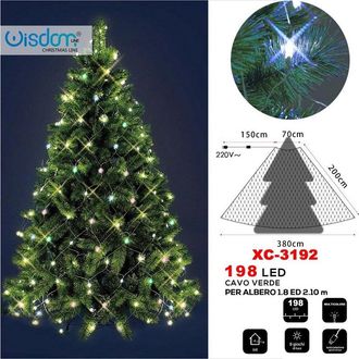 Trade Shop Trade Shop - Mantello Luminoso 198led Albero Di Natale 1.8 / 2.10 Mt Luce Multicolore Xc-3192