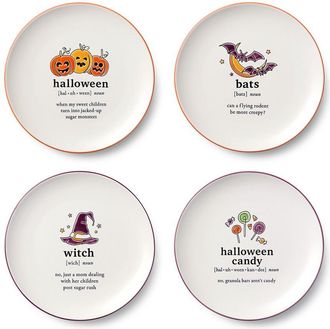 Certified International Set Of 4 Halloween Words Salad Plates