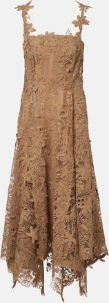 Oscar De La Renta Floral guipure lace midi dress