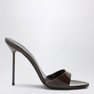 PARIS TEXAS Lidia mules in ebony patent leather
