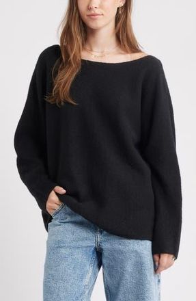 BP. Lofty Boat Neck Oversize Sweater in Black at Nordstrom Rack, Size Xx-Small