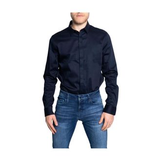A|X Armani Exchange Casual Shirts, male, Blue, Size: 2XL Long Sleeve Dress Shirt