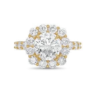 Diana M. Jewels 18kt yellow gold 19.00cts Lab-Grown Round Diamond Halo Ring with Diamond Band