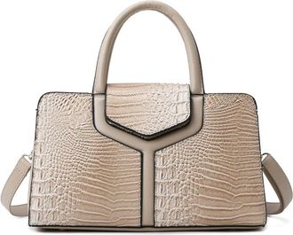 Generic Crocodile Pattern Handbags for Women Leather Satchel Purse Top Handle Crossbody Bags Ladies Tote Shoulder Bag (Khaki)