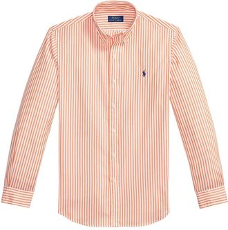 Ralph Lauren Overhemden, Heren, Oranje, M, Linnen, Klassiek Gesneden Linnen Overhemd