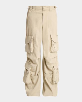 Balmain Men & apos;s Washed Cotton Loose-Fit Cargo Pants