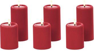 Beliani Conjunto De 6 Decoraciones De Navidad Led Para Interiores Vela Accesorio De Parafina Rojo Noisette